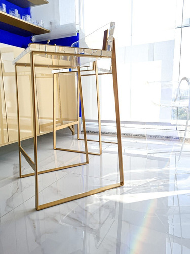 Banqueta Estilo Banco De Acrílico Alto Para Bar Cor Cristal