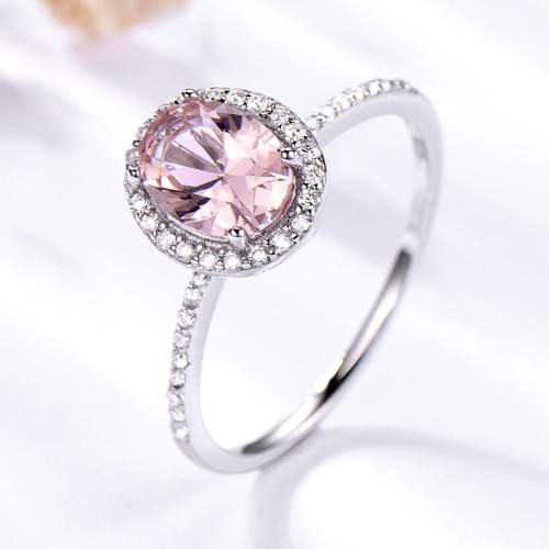 Aro Anillo De Compromiso Plata 925 Gema De Morganita Sp1mo1s