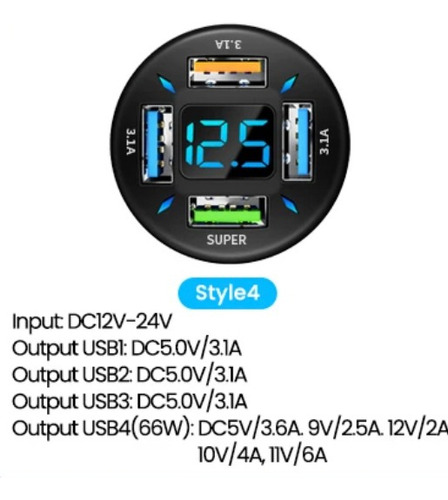 Cargador Rapido 66w Carro Usb Para iPhone Xiaomi Samsung Etc
