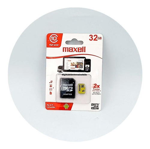 Tarjeta Micro Sd Maxell 32 Gb Con Adaptador 10 High Speed