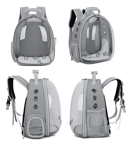 Mochila para mascotas con vista panorámica, astronauta, perro y gato, color verde