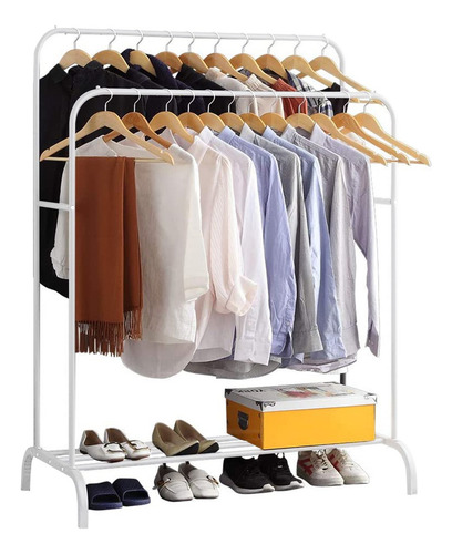 Perchero organizador colgante de ropa tubo engrosado con ganchos perchero de metal resistente color blanco Vidita