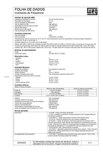 Inversor Frequência Cfw500a02p6t4nb20 1,5cv 2,6a 380/480v 3p