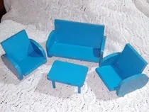 Comprar Lote Sillones Mesa Miniatura Madera Muñecas Decoración 