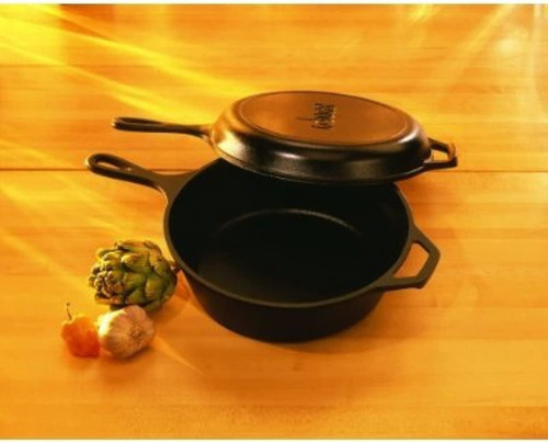 Lodge Lcc3 Pre-seasoned Cast-iron Combo Cooker, 3-quart Color Ver Imagen