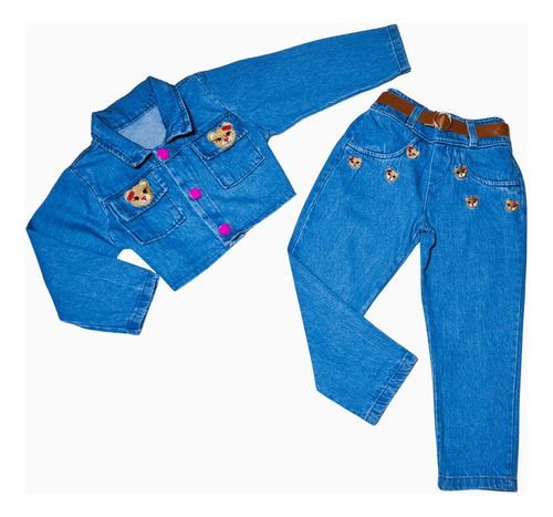 Conjunto Jeans Infantil Menina Jaqueta E Calça Inverno