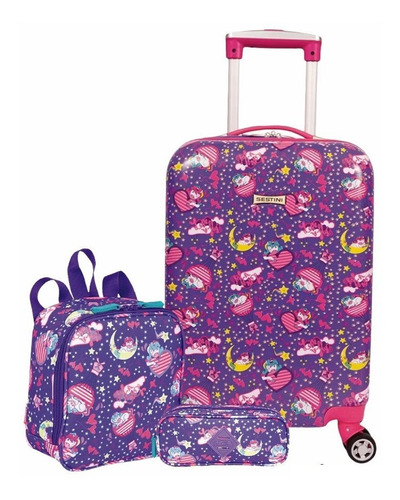 Imagem 1 de 9 de Kit Mochila Malinha Unicórnio Escolar Infantil 4 Rodinha 360