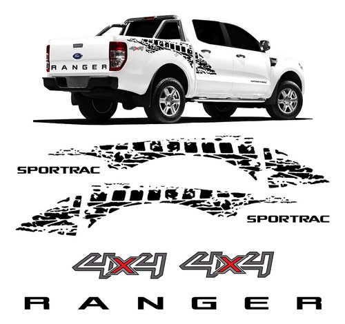 Faixa Ranger Sportrac 2018 Lateral/traseiro Preto + Emblemas