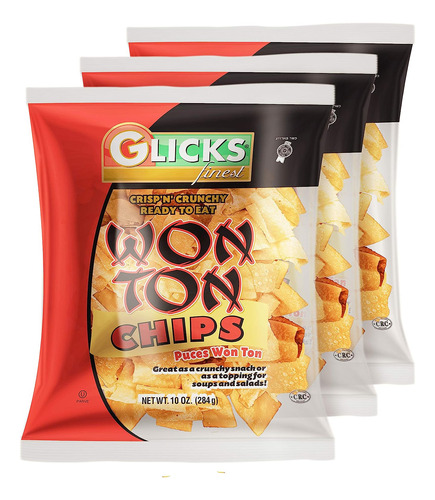 Glicks Wonton Chips De 10 Onzas (paquete De 3) Fideos Wonton