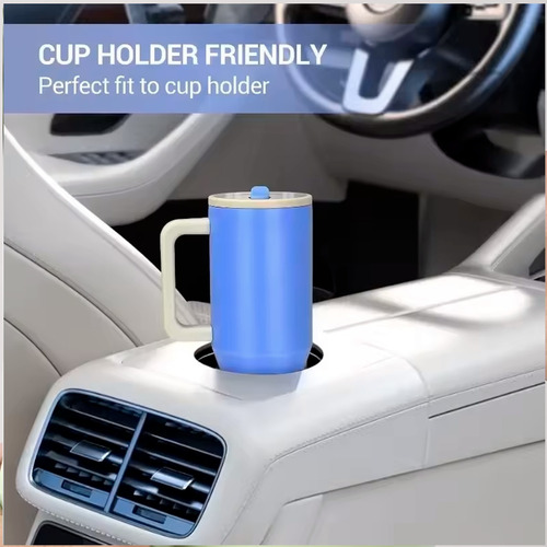 Termo 1200ml Doble Pared Térmico Acero Inoxidable Con Popote Azul Claro