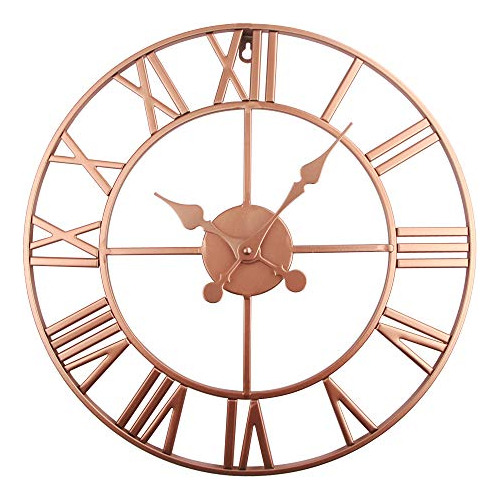 Reloj De Pared Romano Grande, Reloj De Metal Vintage Ox...