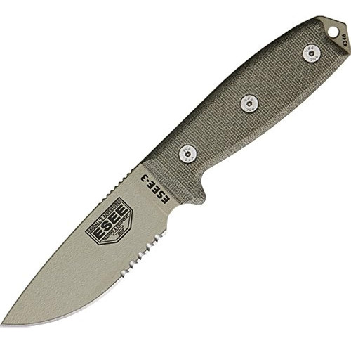 Esee -3 Cuchillas De Borde Dentado Y Mangos Micarta Con Fund