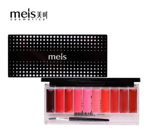 Imagen 3 de 9 de Paleta De 10 Brillos Labiales Tonos Rojos Y Marrones - Meis