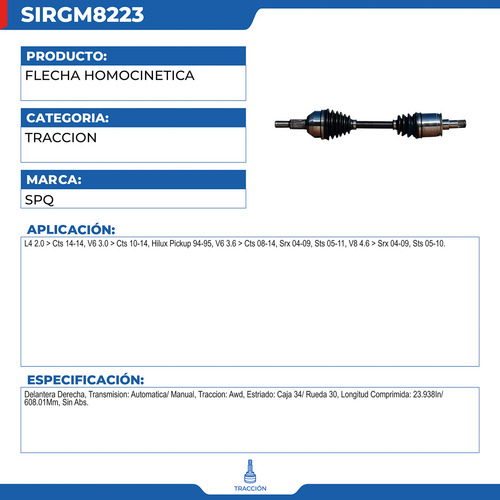 Flecha Homocinética Cadillac Cts 2008-2014 V6 3.6