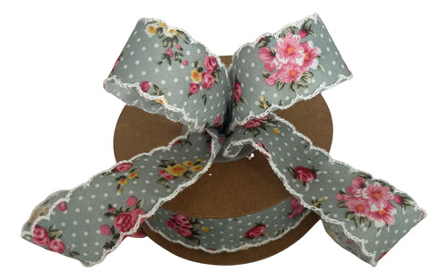 Cinta Vintage Floral Shabby Chic  1  X 10 Yarda Azul Suave