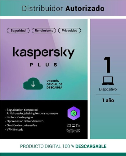 Kaspersky Plus 1 Usuario 1 Año