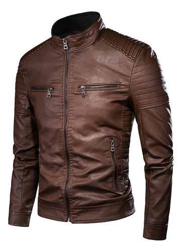 L Chaqueta Casual De Otoño Vintage De Cuero Pu Para Hombre