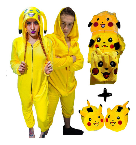 Combo Pijama Térmica Pikachu + Babuchas Bebe