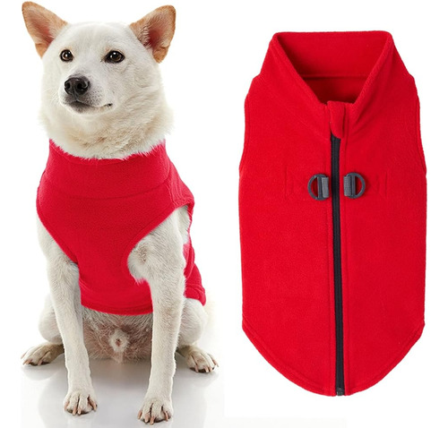 Suéter Para Perros Gooby Zip Up Fleece - Rojo, Medio - Chaqu