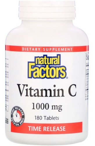 Vitamina C 1000mg Natural Factors Time Release 180 Tabs Sabor Sem sabor
