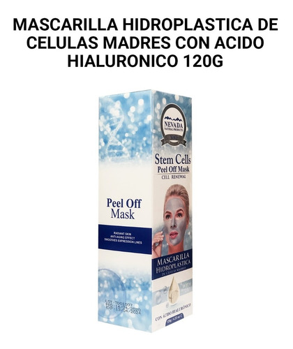 Mascarilla Hidroplastica De Celulas Madres Con Acido Hialur.