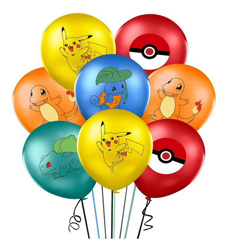 Set De 10 Globos De Pokemon Cumpleaños Fiestas