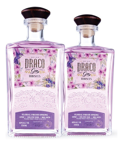 Duplo Gin Draco Premium Hibiscus: 2 Garrafas De 750ml Cada