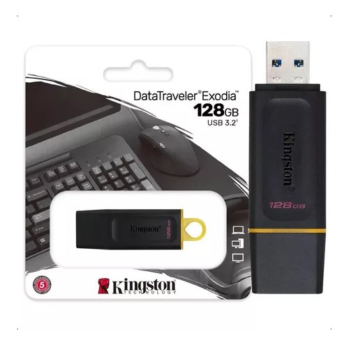 Pendrive Kingston Datatraveler Exodia Dtx 128gb Usb 3.2 Cor Laranja