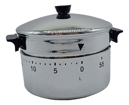 Timer De Cozinha 6cm 60 Minutos Panela Corda Mecânico Cor Prateado