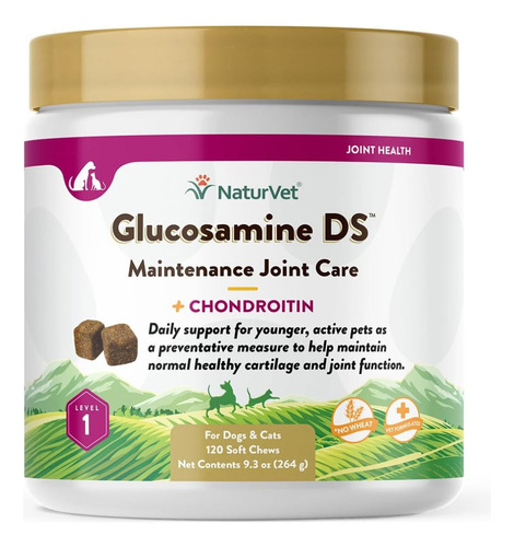 Glucosamina Ds + Condroitina Naturvet 120 Tabletas Chewables