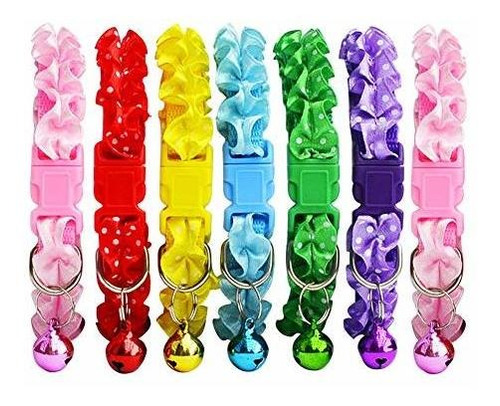 Flyup Cat Collars, 7 Pcs Kitten Collar With Release Buckle &