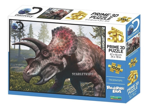 Puzzle Rompecabezas 3d 1000 Piezas Dinosaurio Triceratops