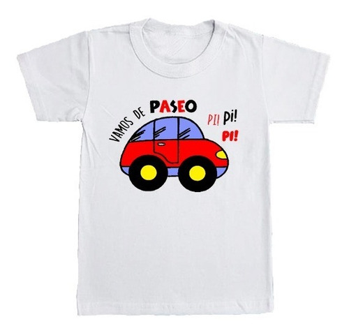 Remera Niño Dinosaurio Auto De Paseo Algodón Estampada