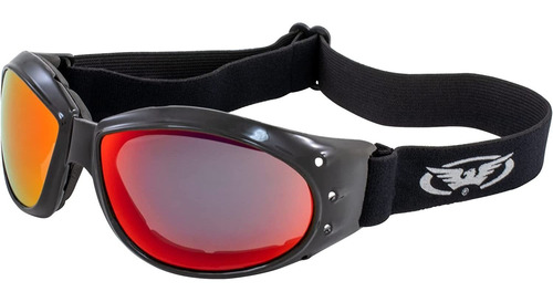 Gafas De Moto Eliminator Gtech Montura Negra Lente Roja