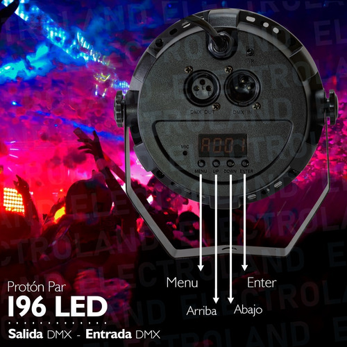 Proton Tacho Audioritmico Dmx Luz 196 Led Fiestas Rgbw 36w