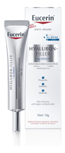 Eucerin Hyaluron-filler Olhos Fps 15 Antirrugas 15ml Momento de aplicação Dia/Noite Tipo de pele Todo tipo de pele