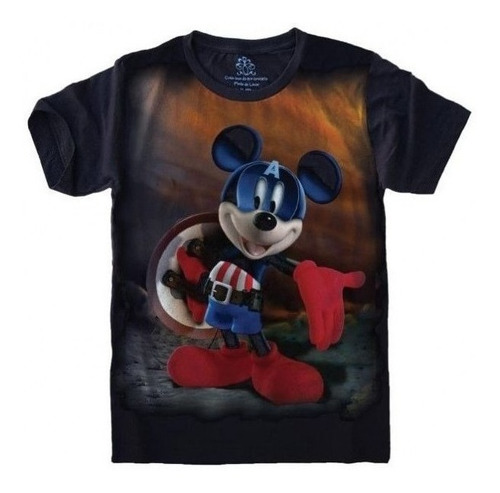 Camiseta Estilosa 3d Fullprint  Mickey Capitão América