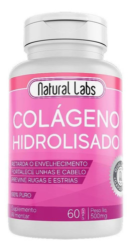 Colágeno Hidrolisado Natural Labs 60 Cápsulas 500mg