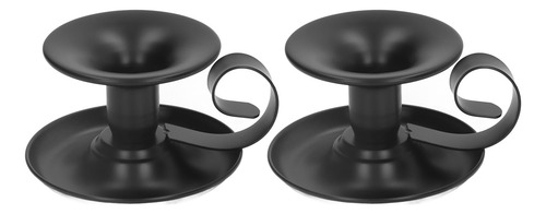 Candelabro Cónico, 2 Unidades, Color Negro Mate, Retro, Simp