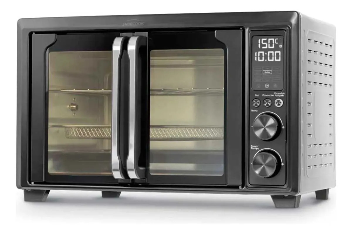 Horno Eléctrico Con Freidora De Aire 30 Litros Jade Cook Doble Puerta De 100 °C a 230 °C Accesorios Incluidos Color Negro