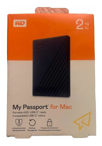 Disco Duro Externo Western Digital My Passport For Mac - 2tb Color Azul oscuro