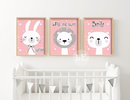 Cuadros Infantiles Animalitos 30 X 40 Cm Personalizos X 3