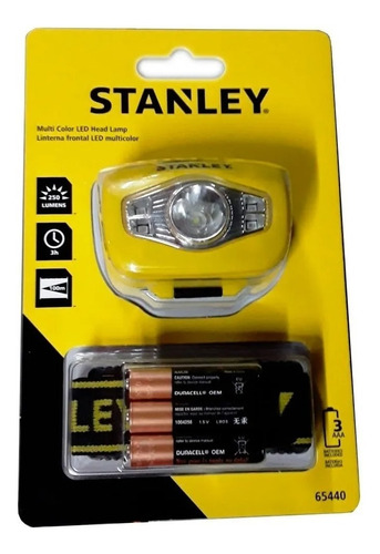 Linterna Frontal Stanley 250 Lumens Minero Multicolor Pilas Color De La Linterna Amarillo Color De La Luz Blanco
