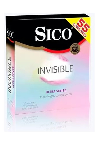 Condones Sico Invisible Ultra Sense Caja Con 55 Piezas Color