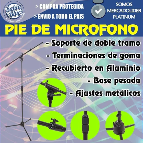 Pie De Microfono Jirafa Boom Reforzado Doble Pipeta