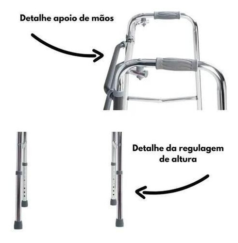 Imagem 5 de 5 de Andador Idoso Adulto 130kg Aluminio Dobravel Regulavel Artic