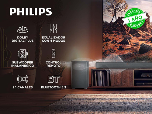 Barra De Sonido Philips Tab530977 Con Subwoofer Inalámbrico