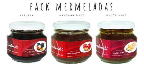 Mermeladas Pack Ciruela, Manzana Nuez, Melón Nuez + 1 Pack 