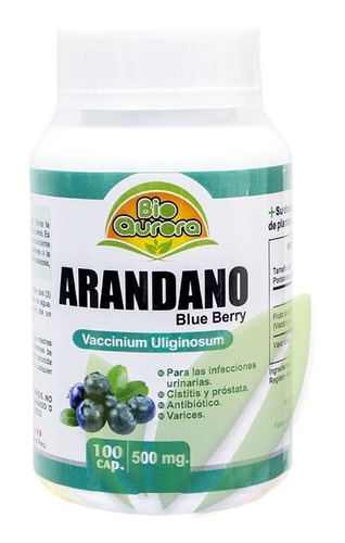 Arándano Blue Berry 500m - 100 Cápsulas Vías Urinarias Sanas