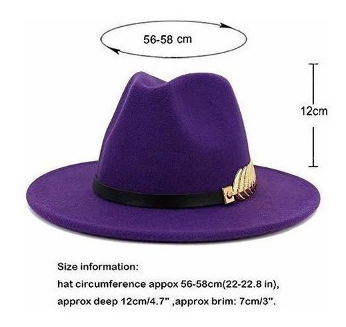 Sombrero Fedora Clasico Dama Púrpura Hudanhuwei